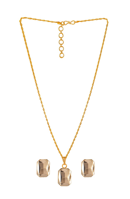 Beautiful Gold Plated Crystal Pendant Gold Chain Set - Love