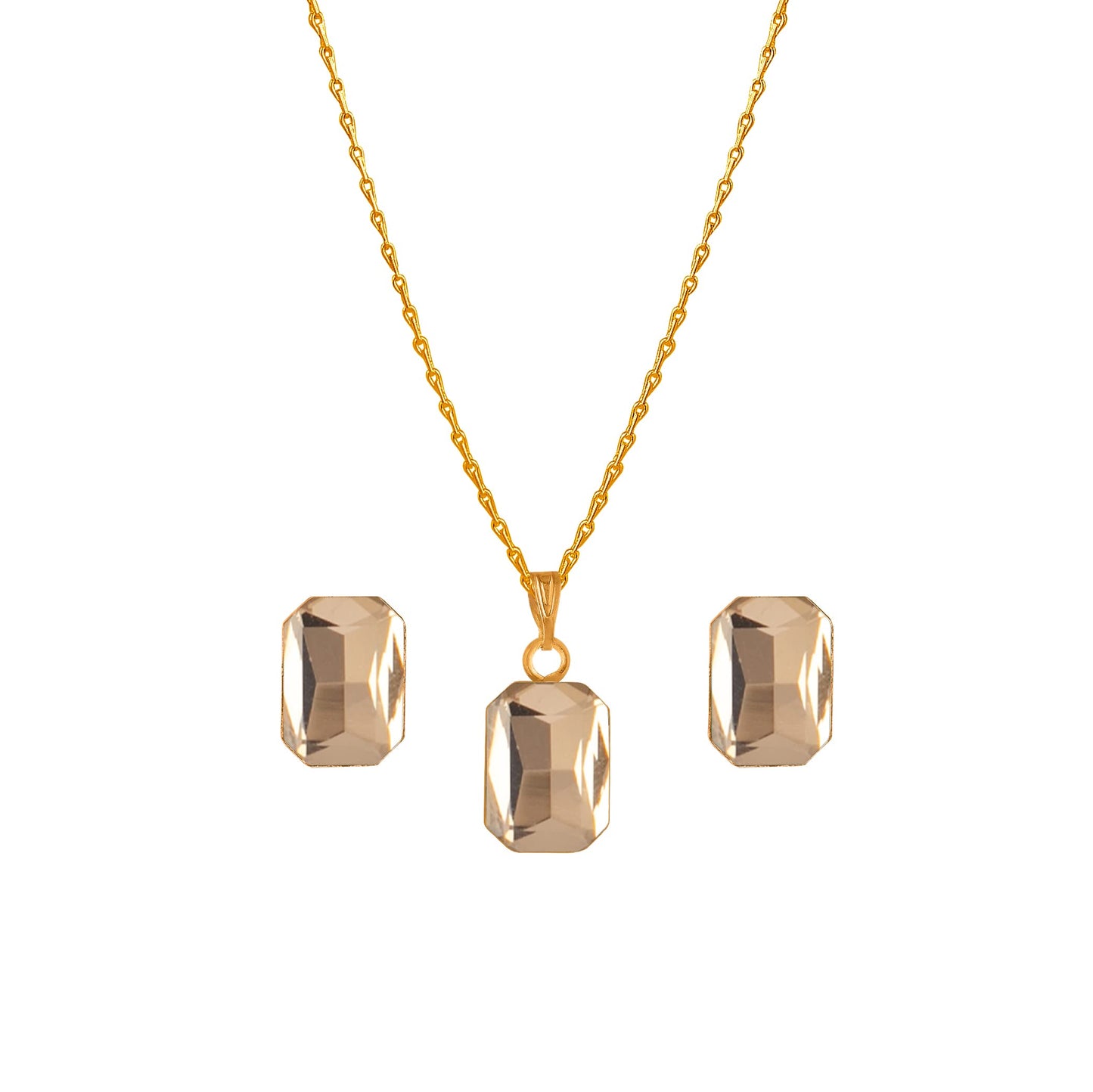 Beautiful Gold Plated Crystal Pendant Gold Chain Set - Love