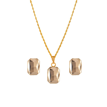 Beautiful Gold Plated Crystal Pendant Gold Chain Set - Love