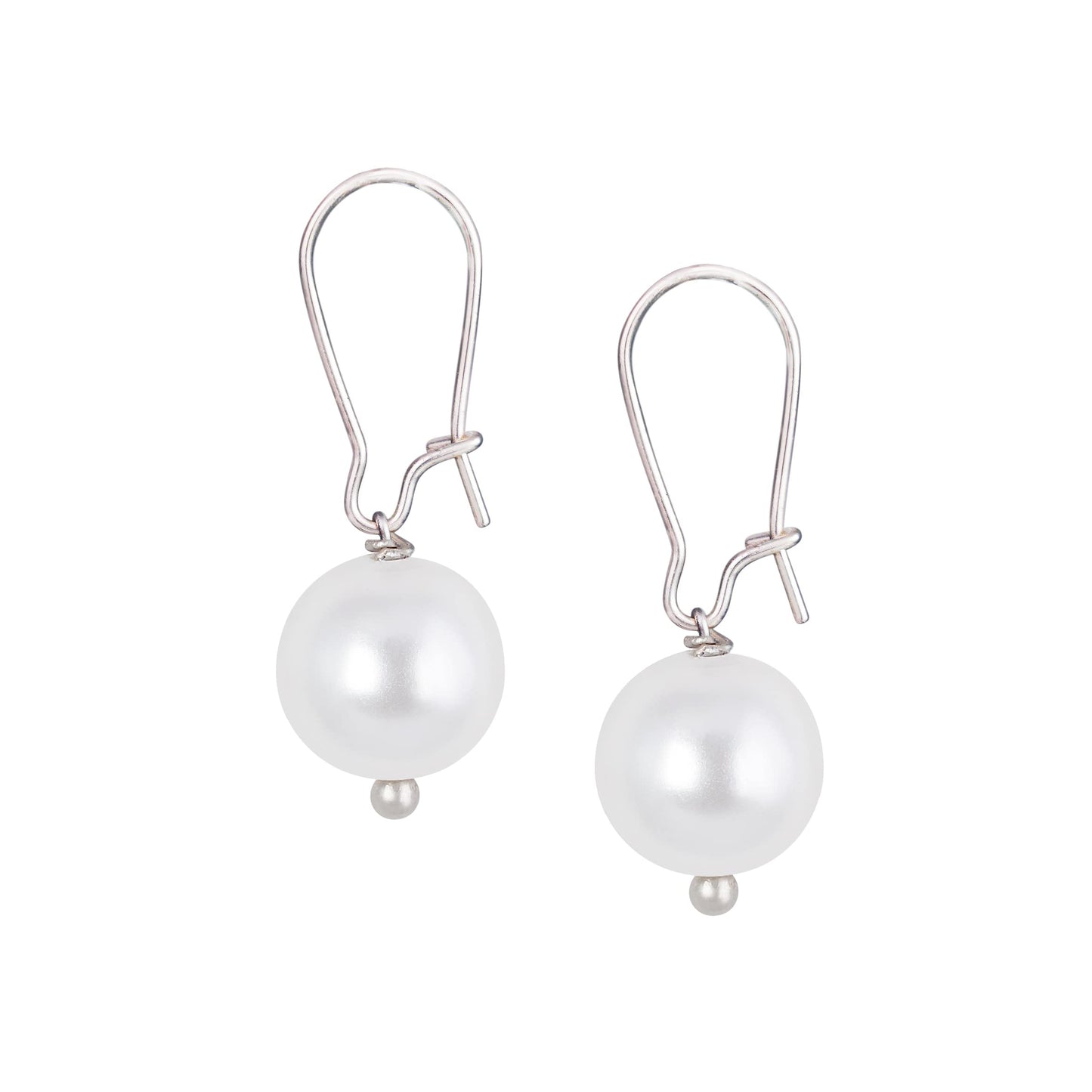 Classic Trendy Silver Plated Japanese Pearl Pendant Set With Drop Earrings And Chain .