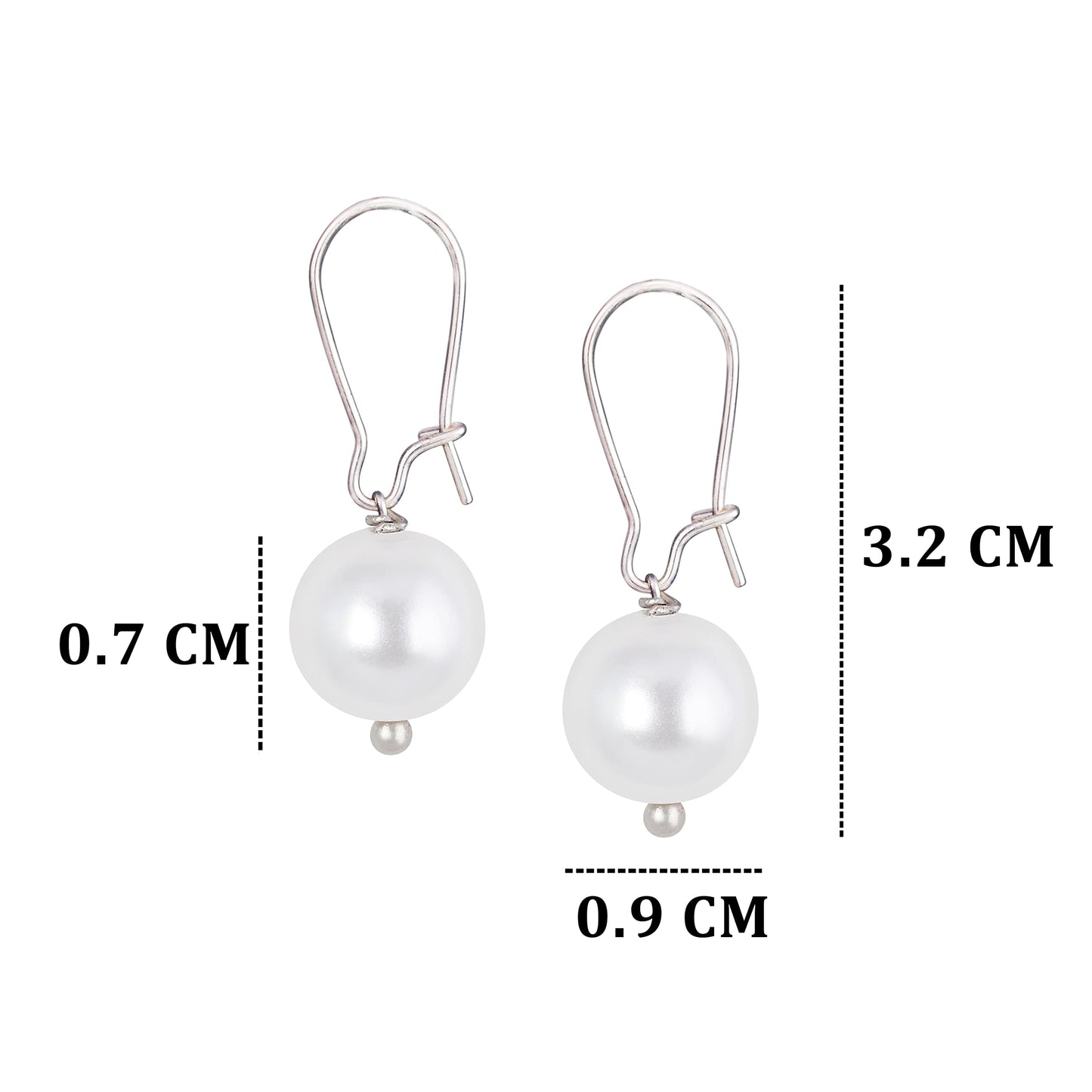 Classic Trendy Silver Plated Japanese Pearl Pendant Set With Drop Earrings And Chain .