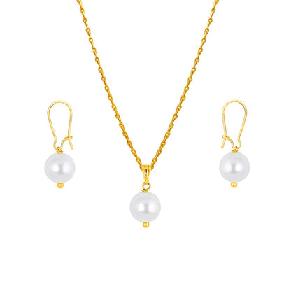 Gold Plated Design Japanese Pearl Pendant Set