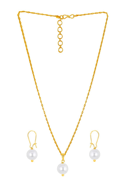 Gold Plated Design Japanese Pearl Pendant Set
