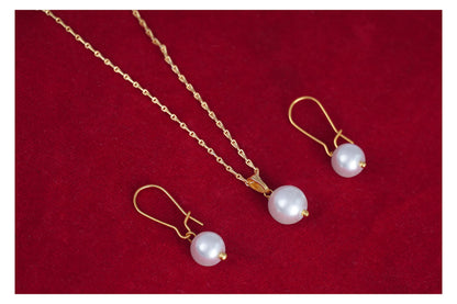 Gold Plated Design Japanese Pearl Pendant Set