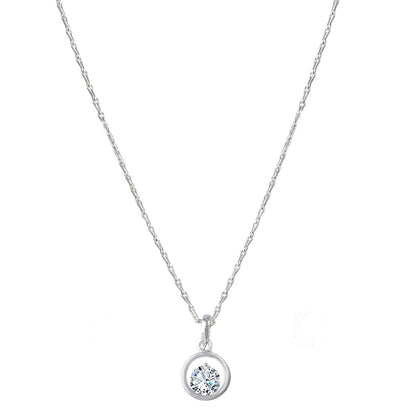 Silver Plated Heart Solitaire Pendant Necklace with CZ Stone – Romantic Gift for Her