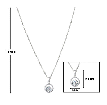 Silver Plated Heart Solitaire Pendant Necklace with CZ Stone – Romantic Gift for Her