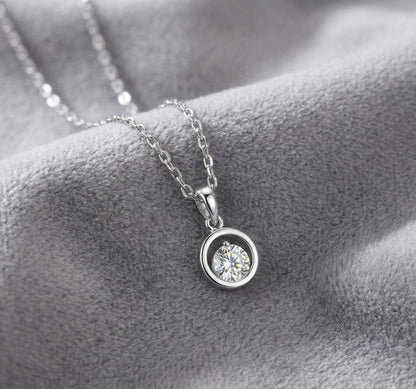 Silver Plated Heart Solitaire Pendant Necklace with CZ Stone – Romantic Gift for Her