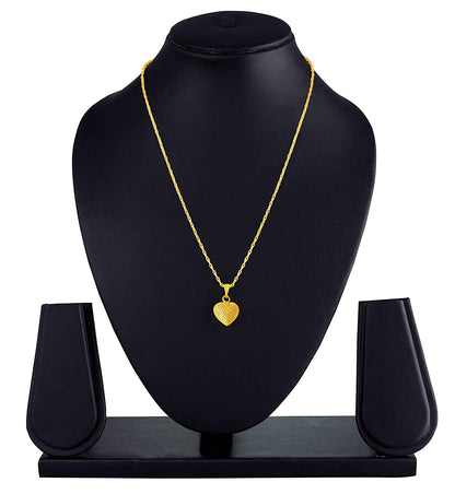 Romantics Day Ideafor Herwomen Wifegirlfriendloverfiancecrush Handmade One Gm Gold Plated Heart Shape Pendant With Chain