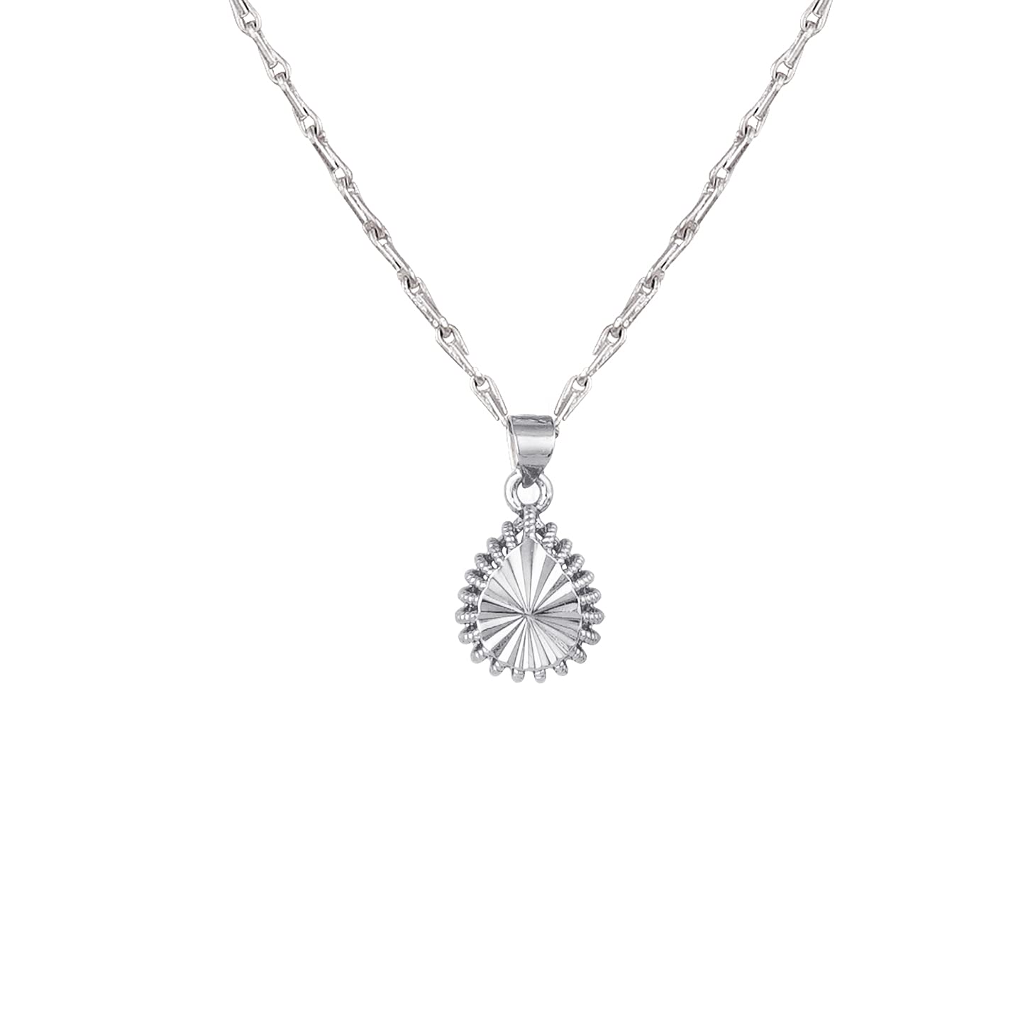Able Silver Plated Drop Shape Pendant And Chain - Love