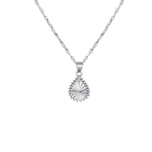 Able Silver Plated Drop Shape Pendant And Chain - Love