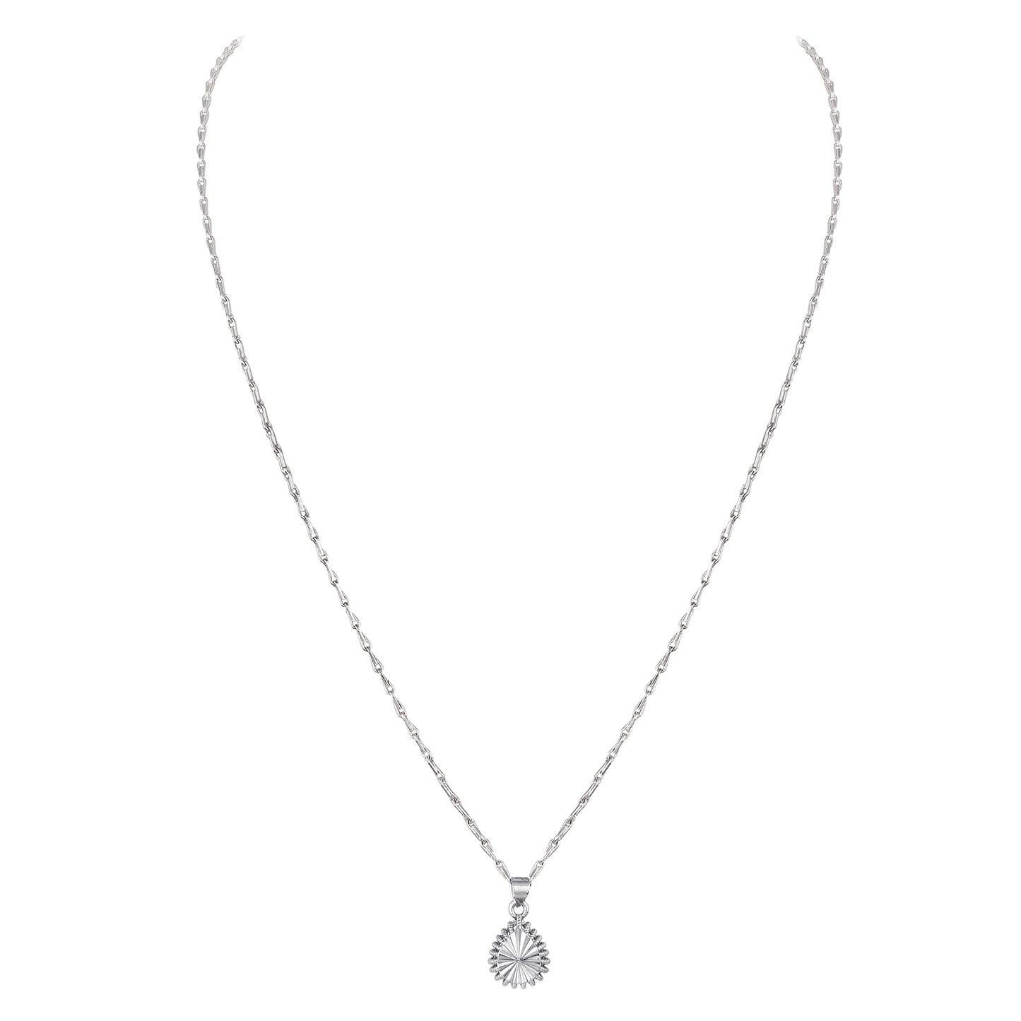 Able Silver Plated Drop Shape Pendant And Chain - Love