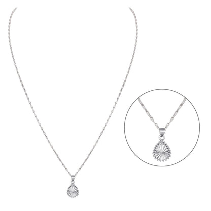 Able Silver Plated Drop Shape Pendant And Chain - Love