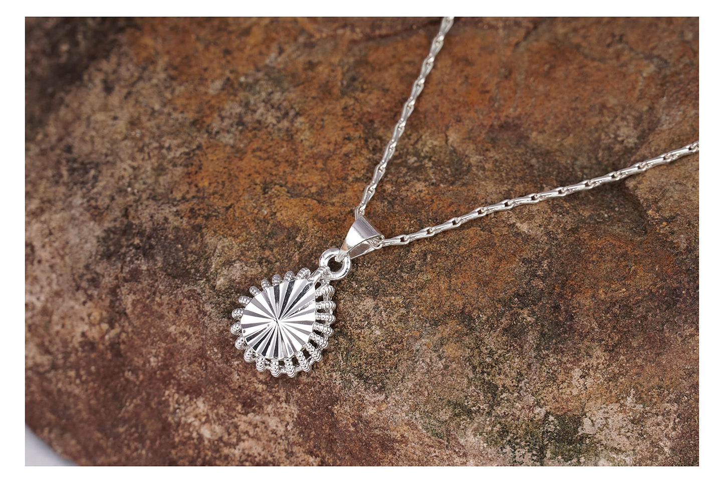 Able Silver Plated Drop Shape Pendant And Chain - Love