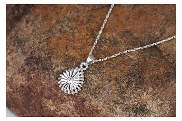Able Silver Plated Drop Shape Pendant And Chain - Love
