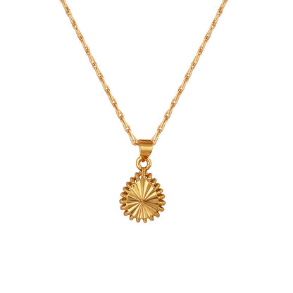 Able Gold Plated Drop Shape Pendant And Chain - Love