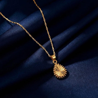Able Gold Plated Drop Shape Pendant And Chain - Love