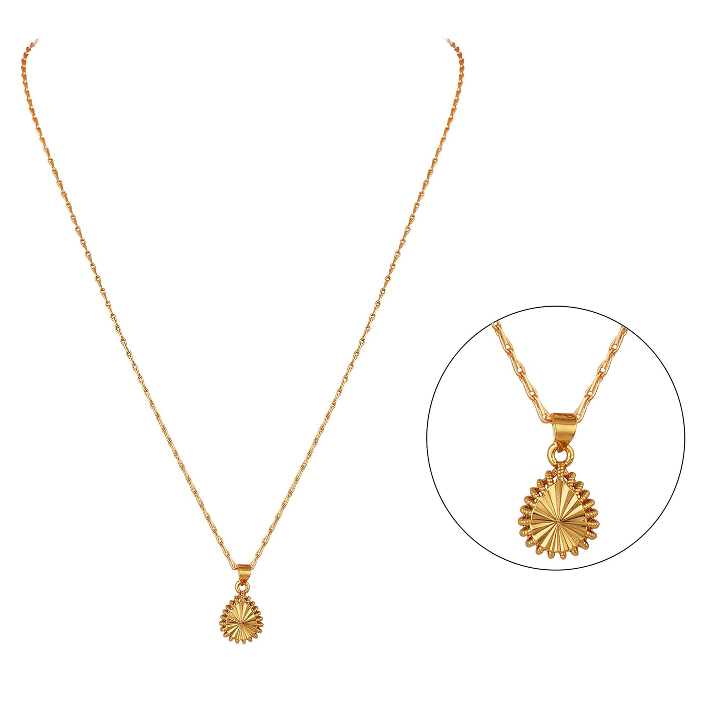Able Gold Plated Drop Shape Pendant And Chain - Love
