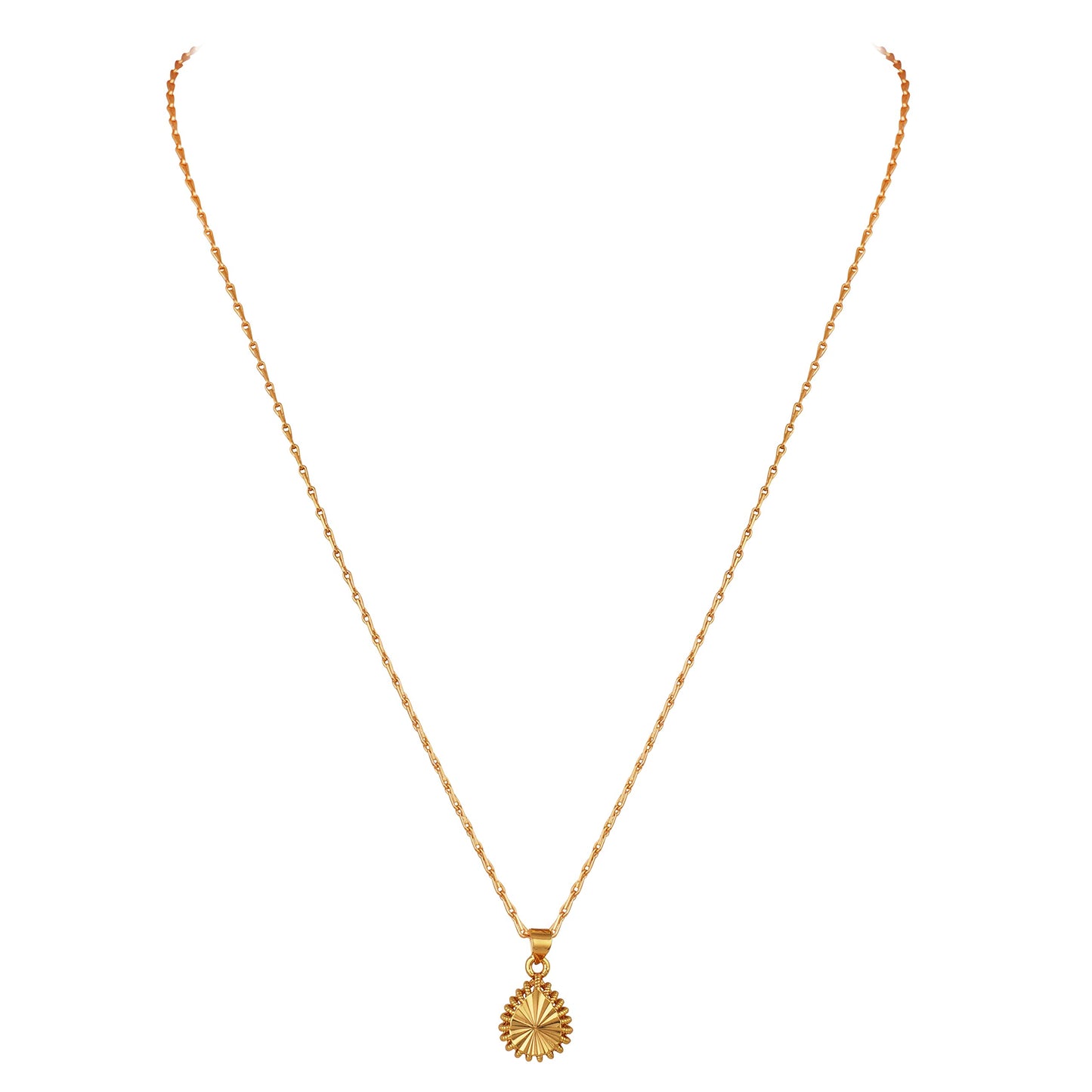 Able Gold Plated Drop Shape Pendant And Chain - Love