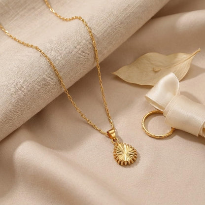 Able Gold Plated Drop Shape Pendant And Chain - Love