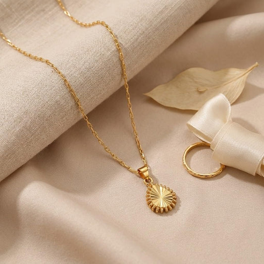 Able Gold Plated Drop Shape Pendant And Chain - Love