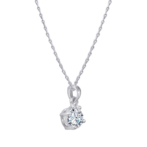 Silver Plated Solitaire Modern Cz American Diamond Pendant .