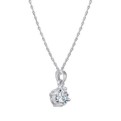 Silver Plated Solitaire Modern Cz American Diamond Pendant .