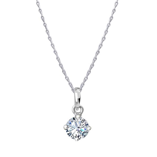 Silver Plated Solitaire Modern Cz American Diamond Pendant .