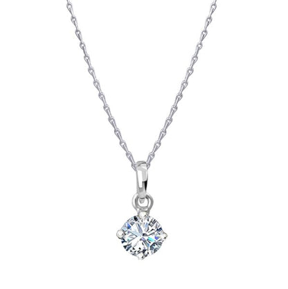 Silver Plated Solitaire Modern Cz American Diamond Pendant .