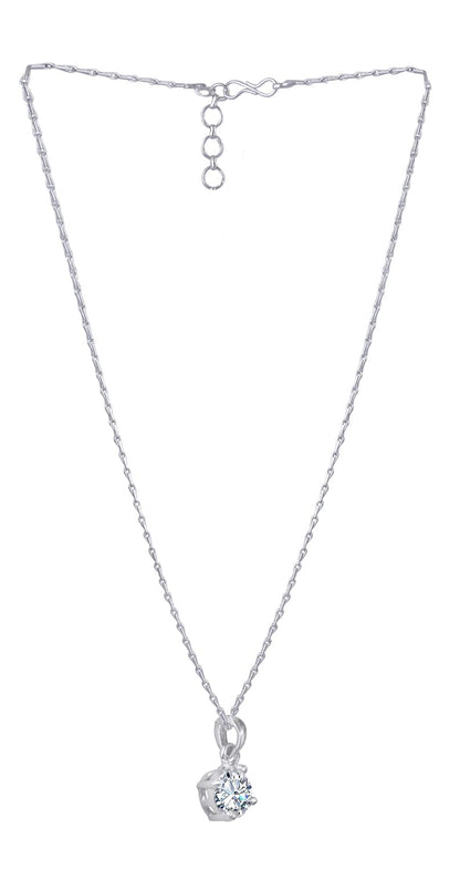 Silver Plated Solitaire Modern Cz American Diamond Pendant .