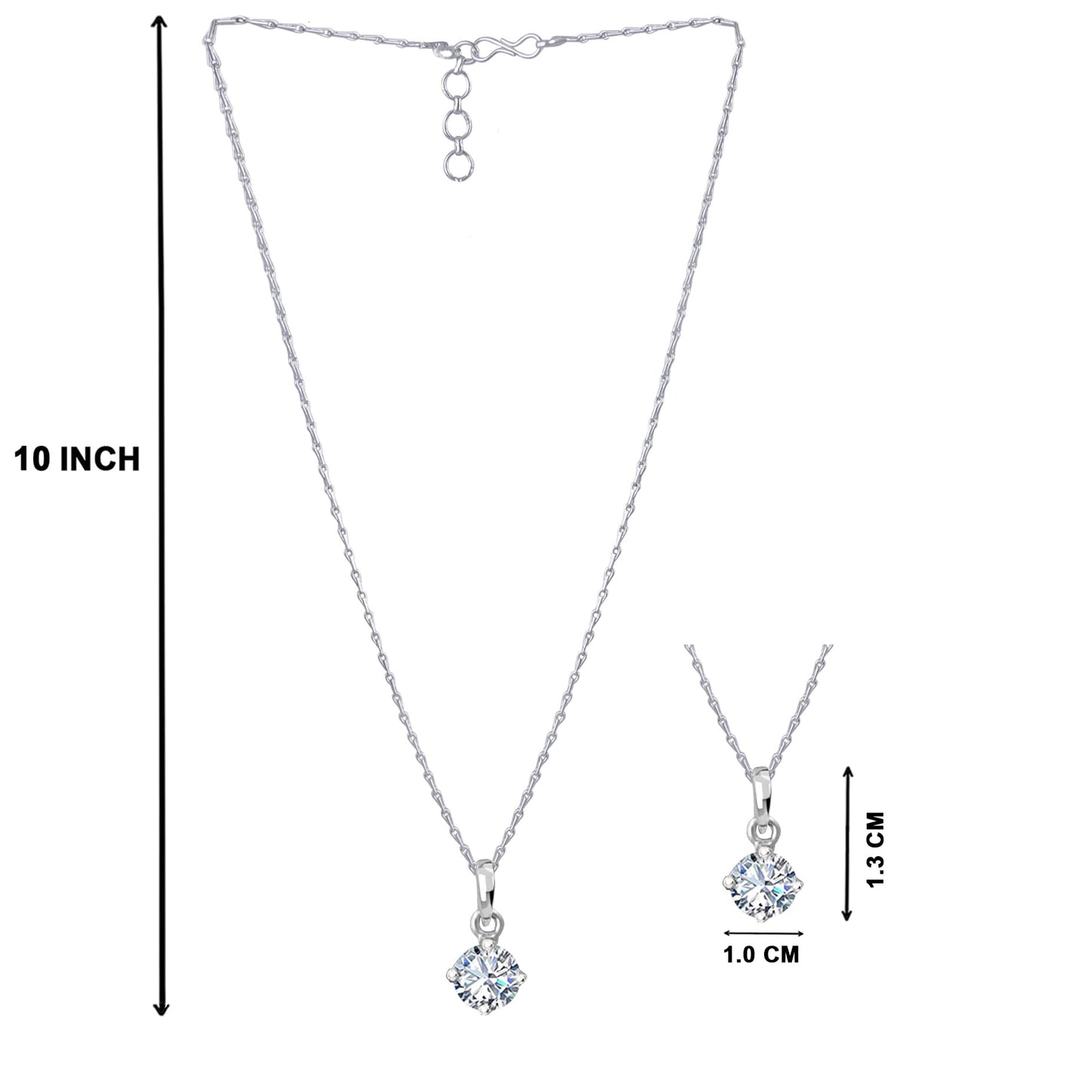 Silver Plated Solitaire Modern Cz American Diamond Pendant .