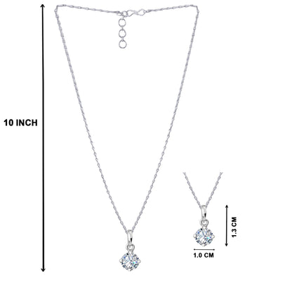 Silver Plated Solitaire Modern Cz American Diamond Pendant .