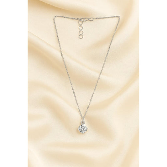 Silver Plated Solitaire Modern Cz American Diamond Pendant .