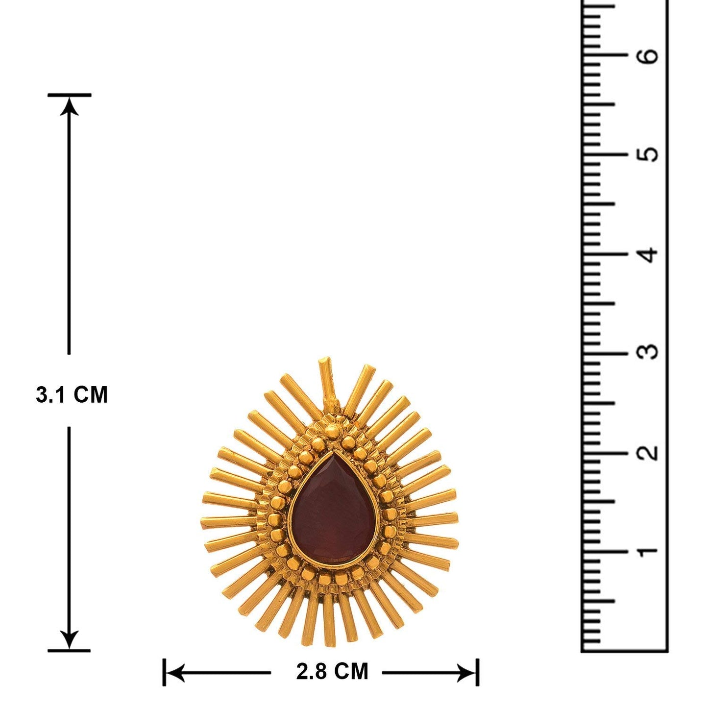 & Fancy Glossy Stone Drop Shaped Spiked Pendant Set For All Occasion (Maroon)