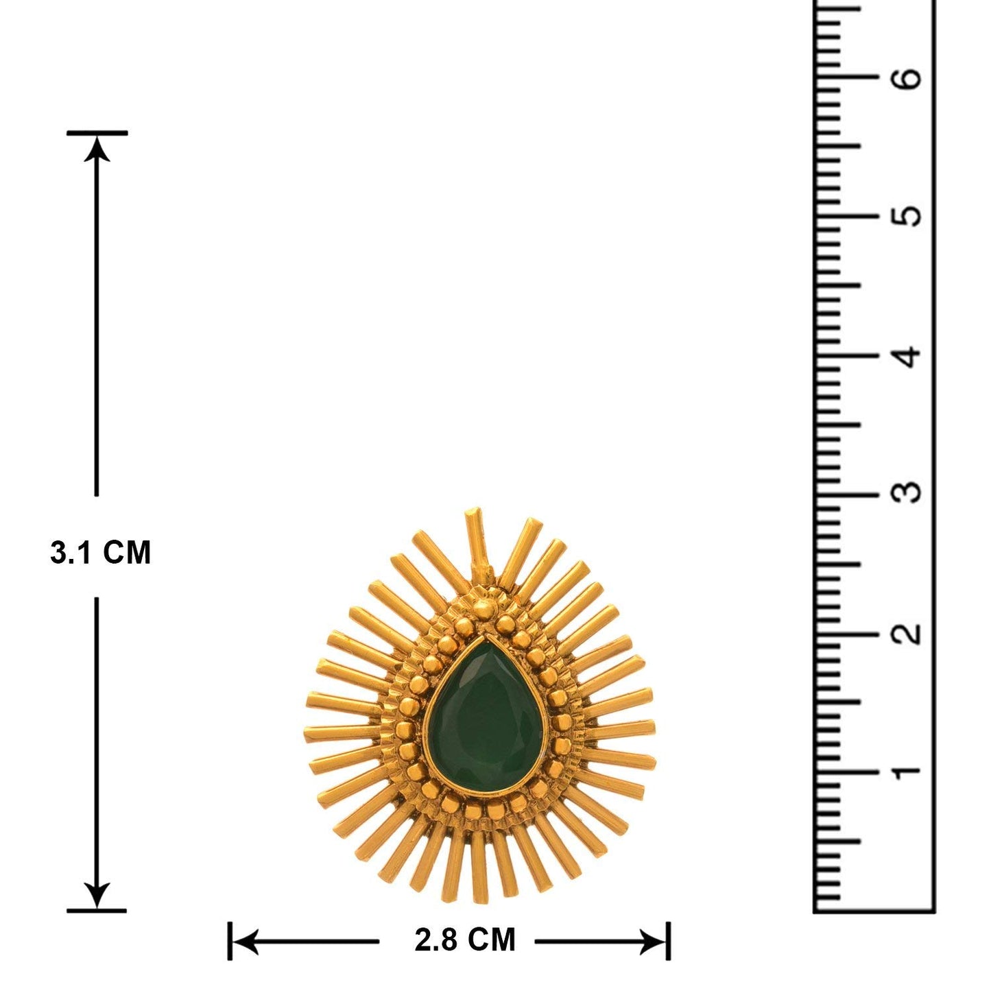 & Fancy Glossy Stone Drop Shaped Spiked Pendant Set For All Occasion (Green)