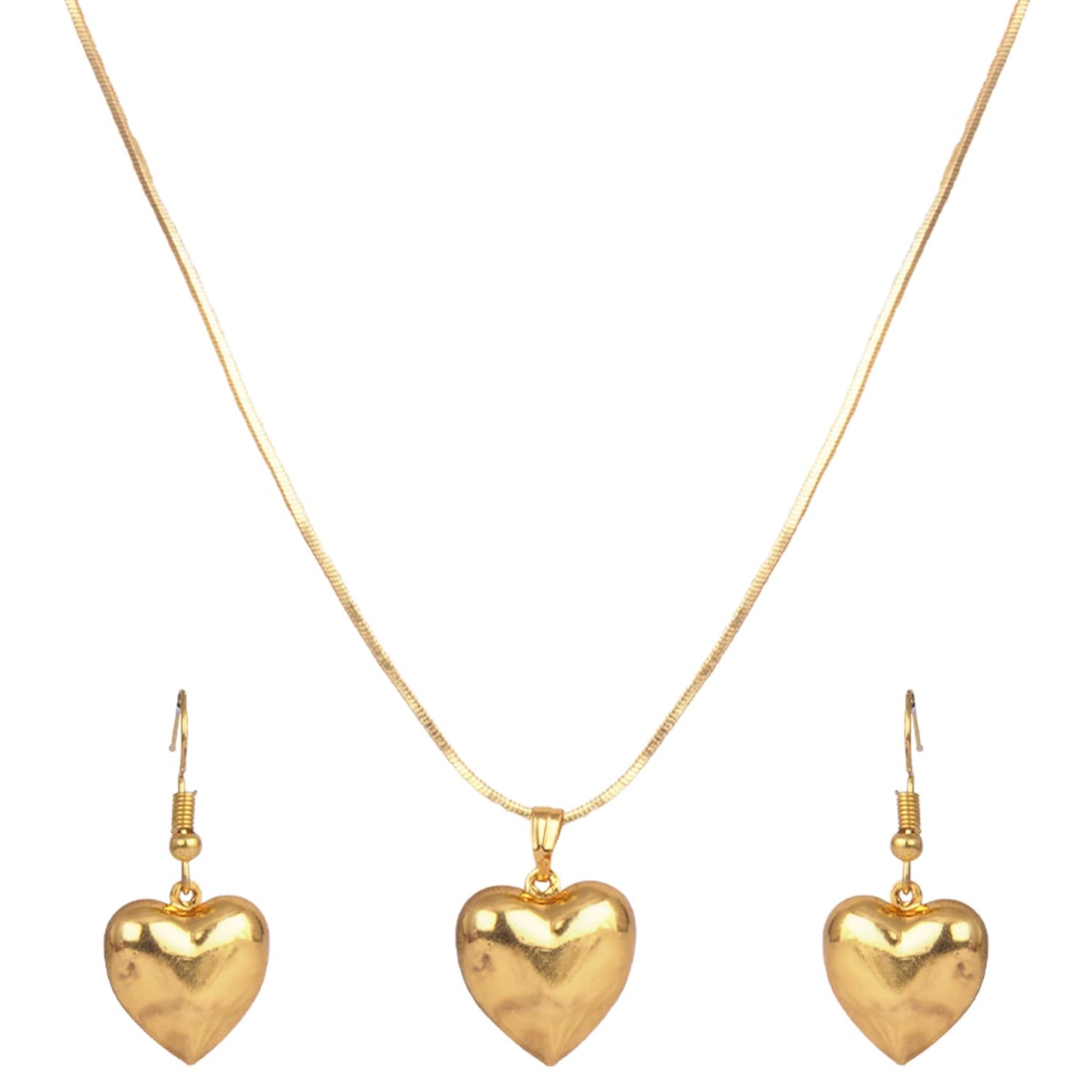 Romantics Day Ideafor Herwomen Wifegirlfriendloverfiancecrush Modern Gold Plated Heart Shaped Pendant With Chain & Earring .