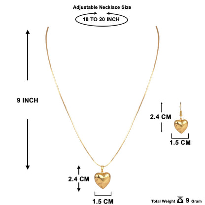 Romantics Day Ideafor Herwomen Wifegirlfriendloverfiancecrush Modern Gold Plated Heart Shaped Pendant With Chain & Earring .