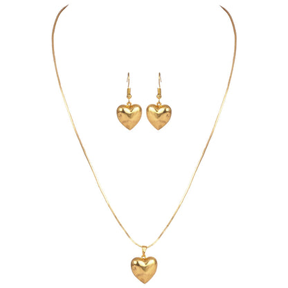 Romantics Day Ideafor Herwomen Wifegirlfriendloverfiancecrush Modern Gold Plated Heart Shaped Pendant With Chain & Earring .