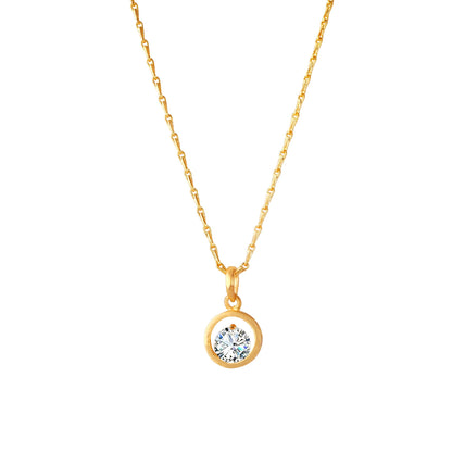 Western Gold Plated Cubic Zircon Center Solitaire Pendant With Chain .