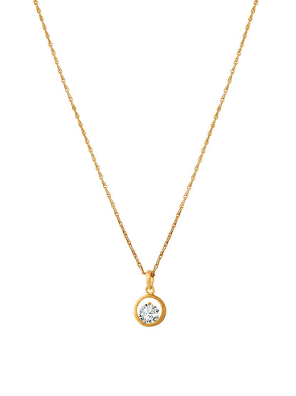 Western Gold Plated Cubic Zircon Center Solitaire Pendant With Chain .
