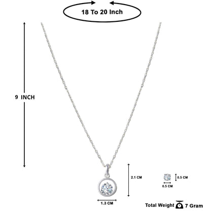 Romantics Day Ideafor Herwomen Wifegirlfriendloverfiancecrush Silver Plated Cz Heart Solitaire Pendant With Chain