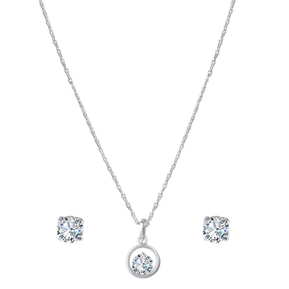 Romantics Day Ideafor Herwomen Wifegirlfriendloverfiancecrush Silver Plated Cz Heart Solitaire Pendant With Chain