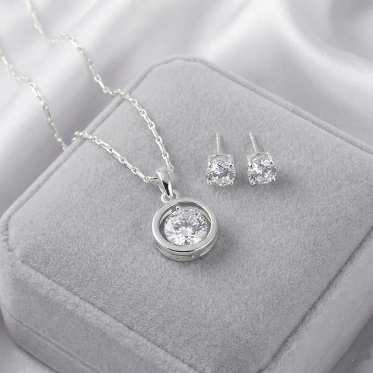 Romantics Day Ideafor Herwomen Wifegirlfriendloverfiancecrush Silver Plated Cz Heart Solitaire Pendant With Chain