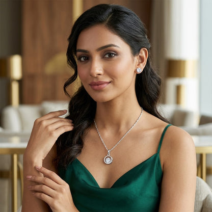 Romantics Day Ideafor Herwomen Wifegirlfriendloverfiancecrush Silver Plated Cz Heart Solitaire Pendant With Chain