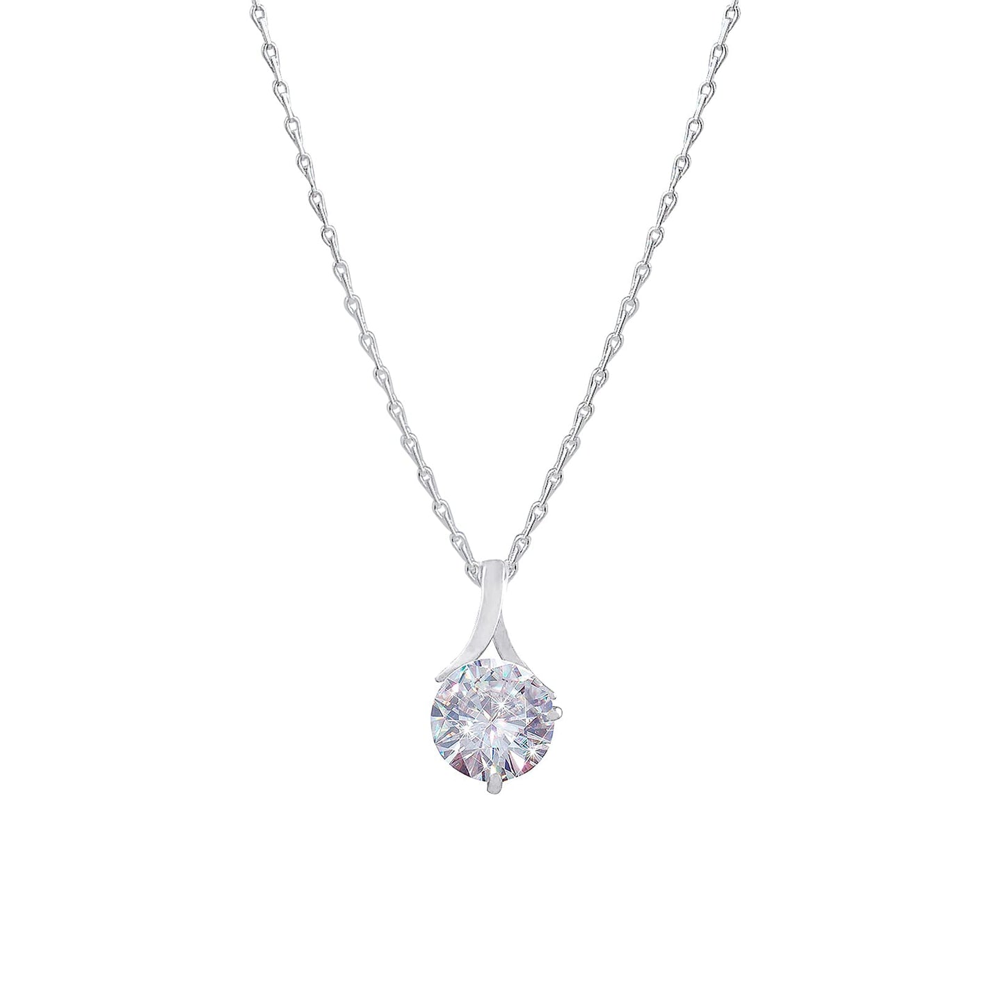 One Gram Silver Plated Solitaire Cz American Cubic Zircon Pendant Locket Delicate Pendant With Chain