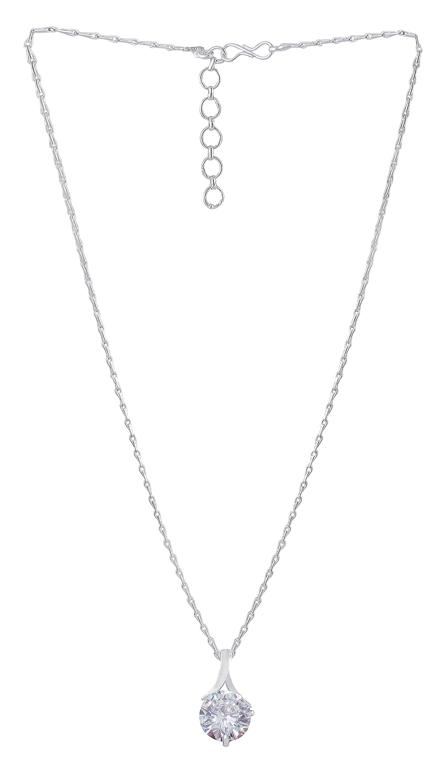One Gram Silver Plated Solitaire Cz American Cubic Zircon Pendant Locket Delicate Pendant With Chain