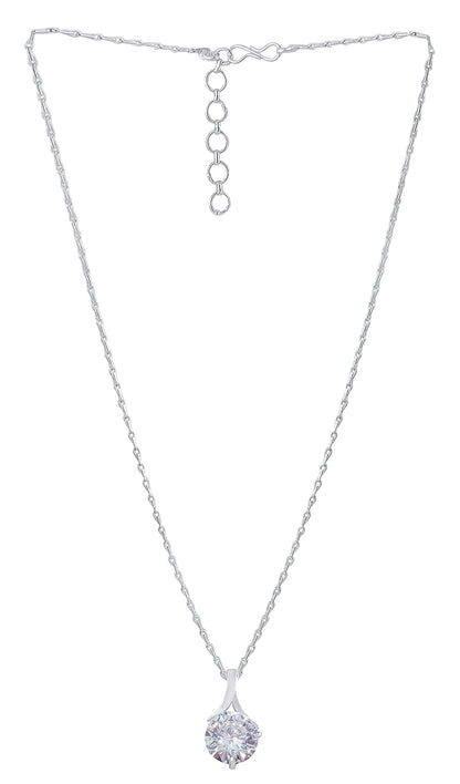 One Gram Silver Plated Solitaire Cz American Cubic Zircon Pendant Locket Delicate Pendant With Chain