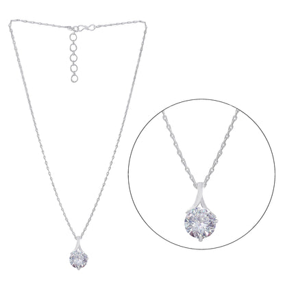 One Gram Silver Plated Solitaire Cz American Cubic Zircon Pendant Locket Delicate Pendant With Chain