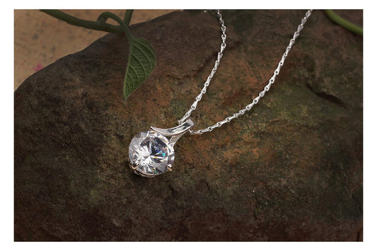 One Gram Silver Plated Solitaire Cz American Cubic Zircon Pendant Locket Delicate Pendant With Chain