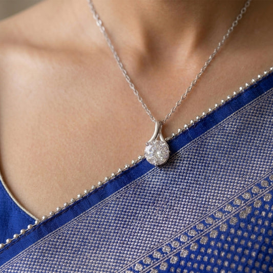 One Gram Silver Plated Solitaire Cz American Cubic Zircon Pendant Locket Delicate Pendant With Chain