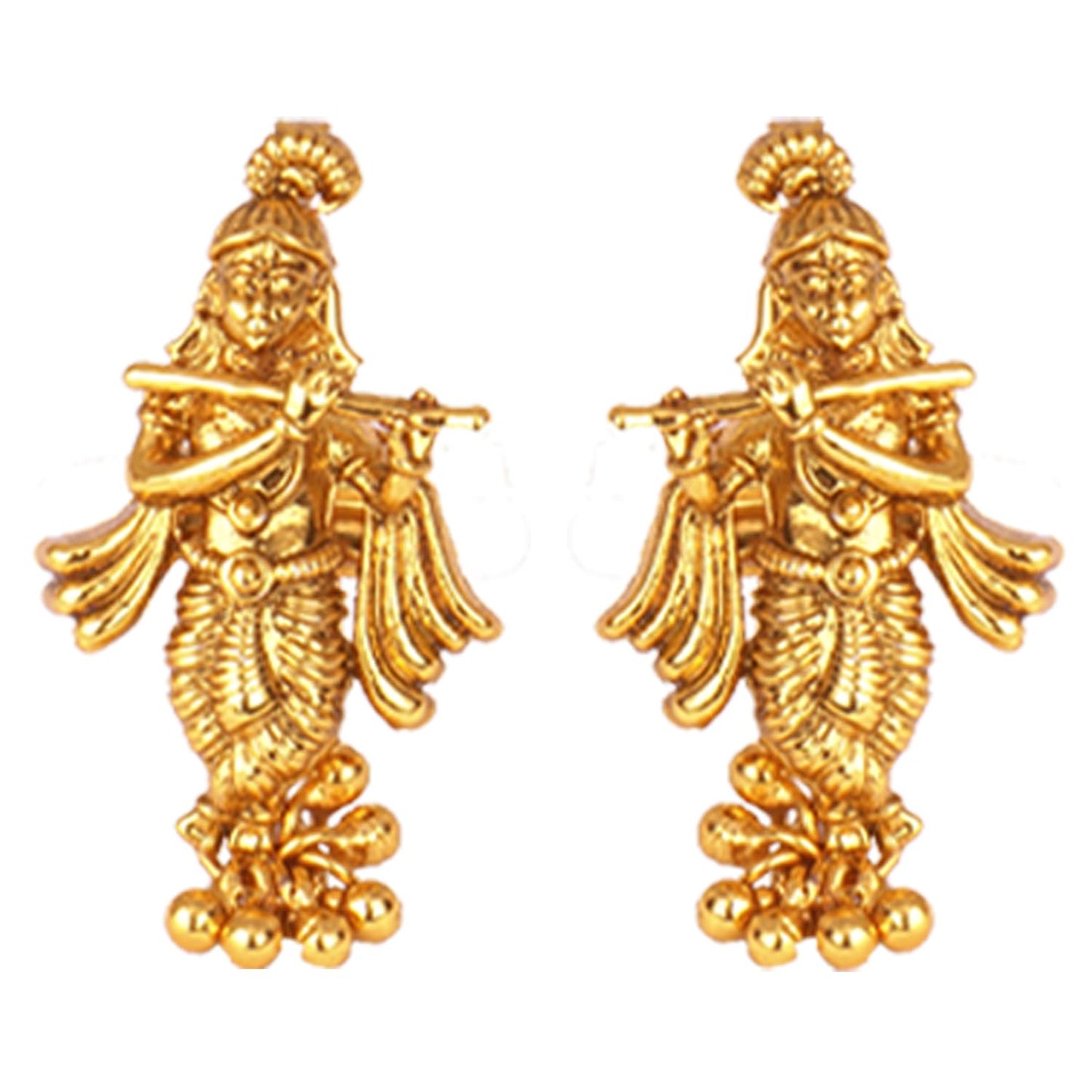 Gold Plated Lord Krishna Pendant Set With Earring & Finger Ring .